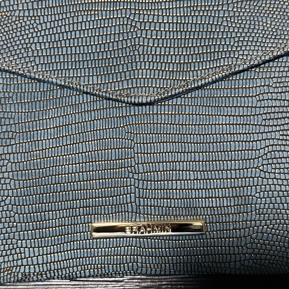 Brahmin Textured Clutch in Teal with Gold Accent - Picture 4 of 5